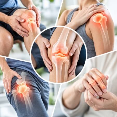 Darstellung von Arthrose mit Gelenkverschleiß und Knorpelabbau zur Erklärung von Gelenkbeschwerden in der Physiotherapie Babelsberg